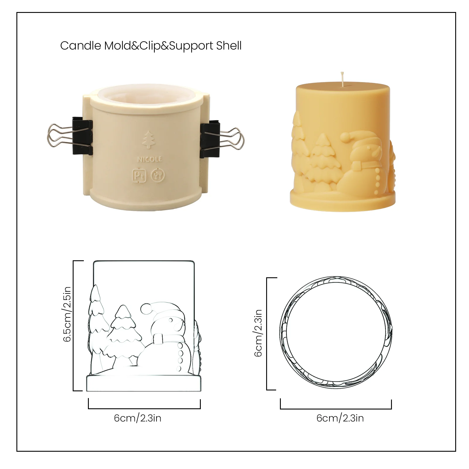Embossed Christmas-themed Pillar Candle Mold - Image 8