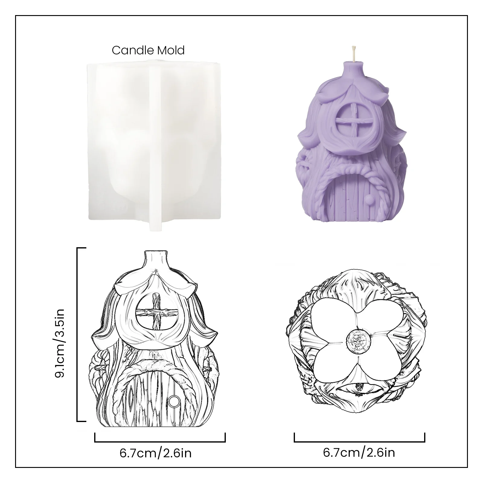 Miniature Fairy House Candle Silicone Mold - Image 8