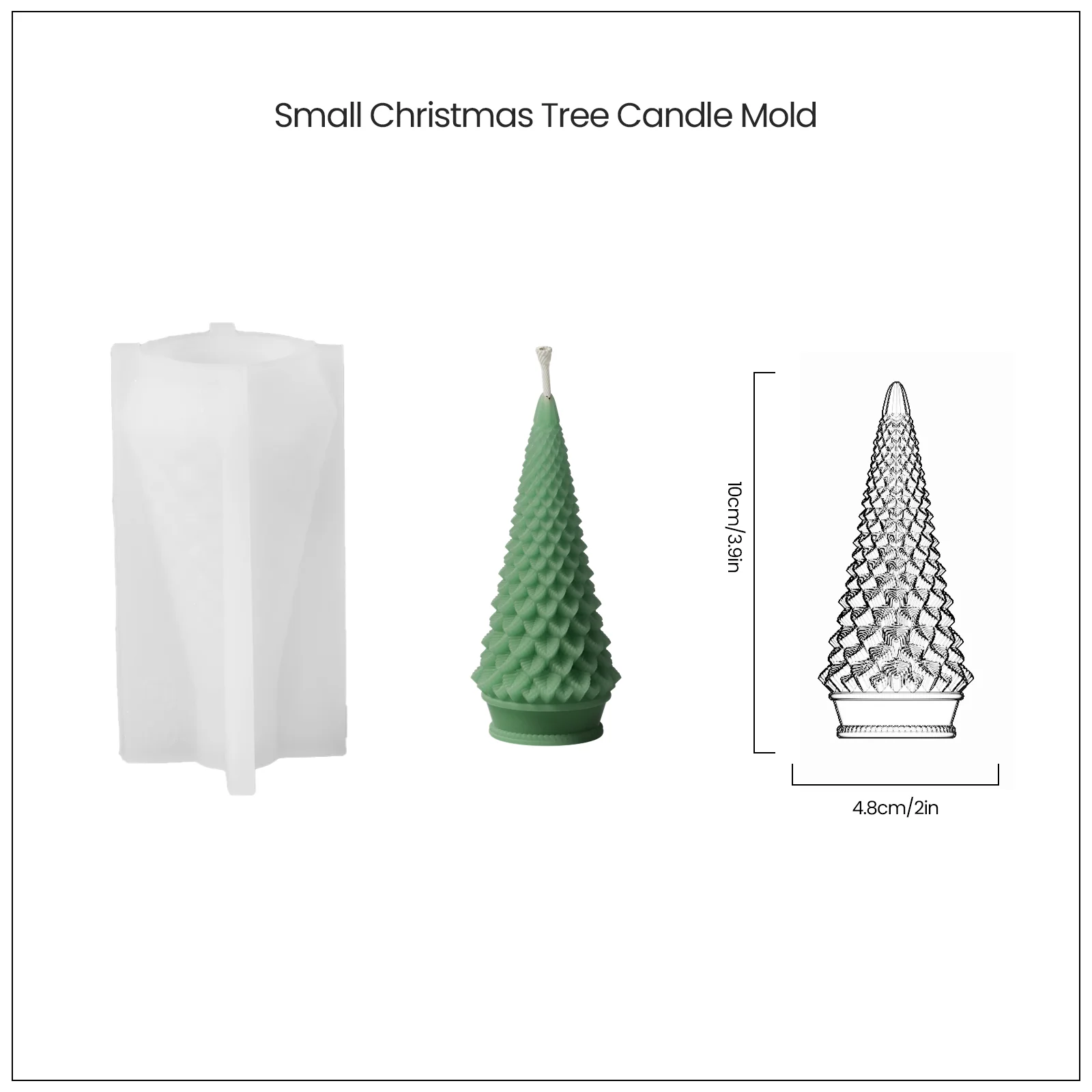 4'' Conical Christmas Tree Candle Silicone Mold - Image 10