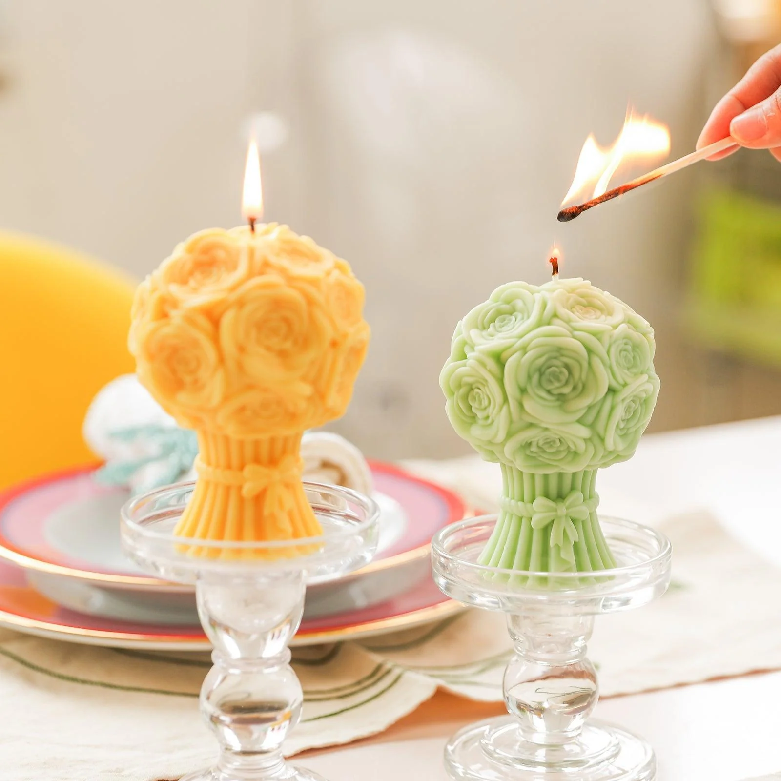 Rose Bouquet Flourishing Candle Silicone Mold - Image 4