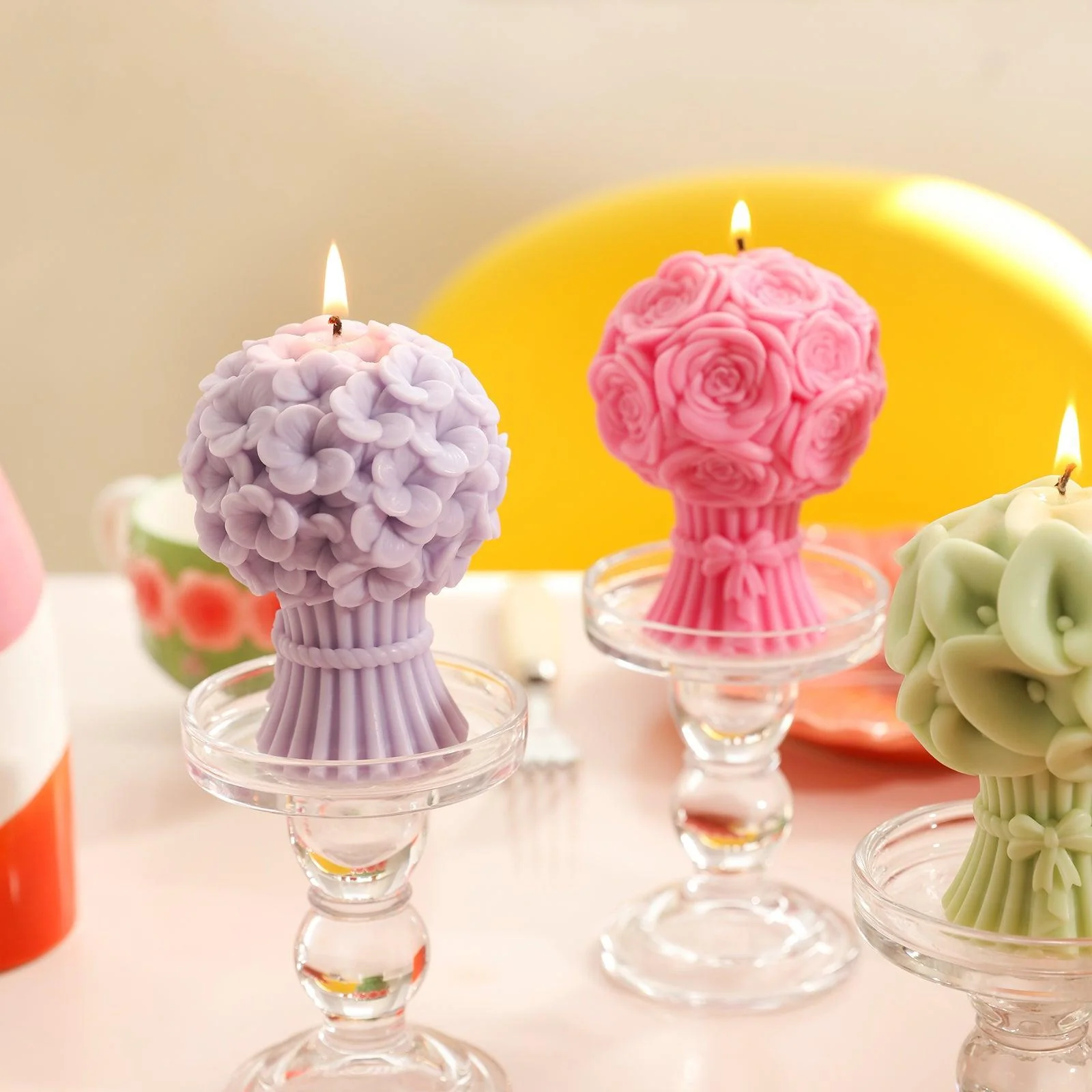 Hydrangea Bouquet Flourishing Candle Silicone Mold - Image 6