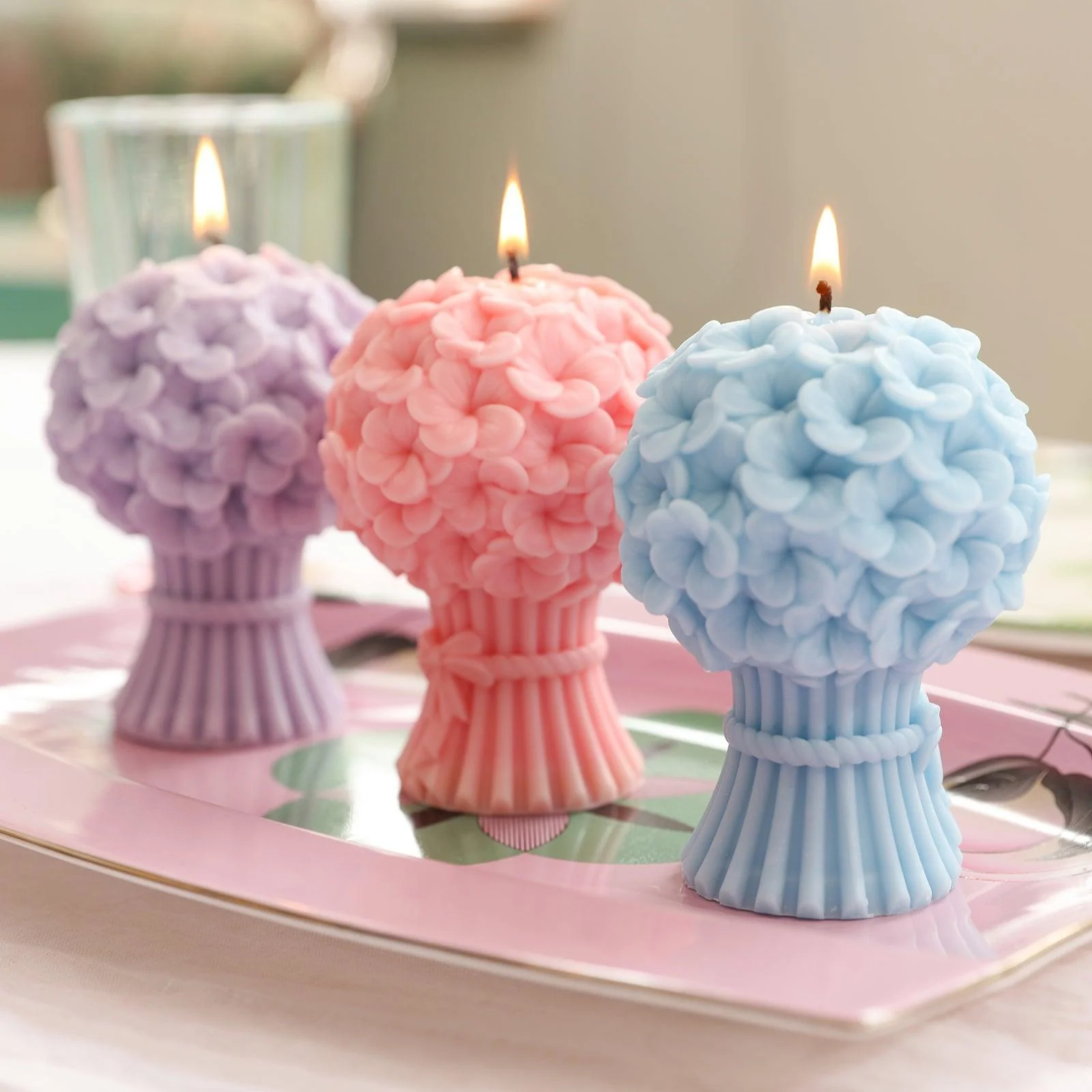 Hydrangea Bouquet Flourishing Candle Silicone Mold - Image 7