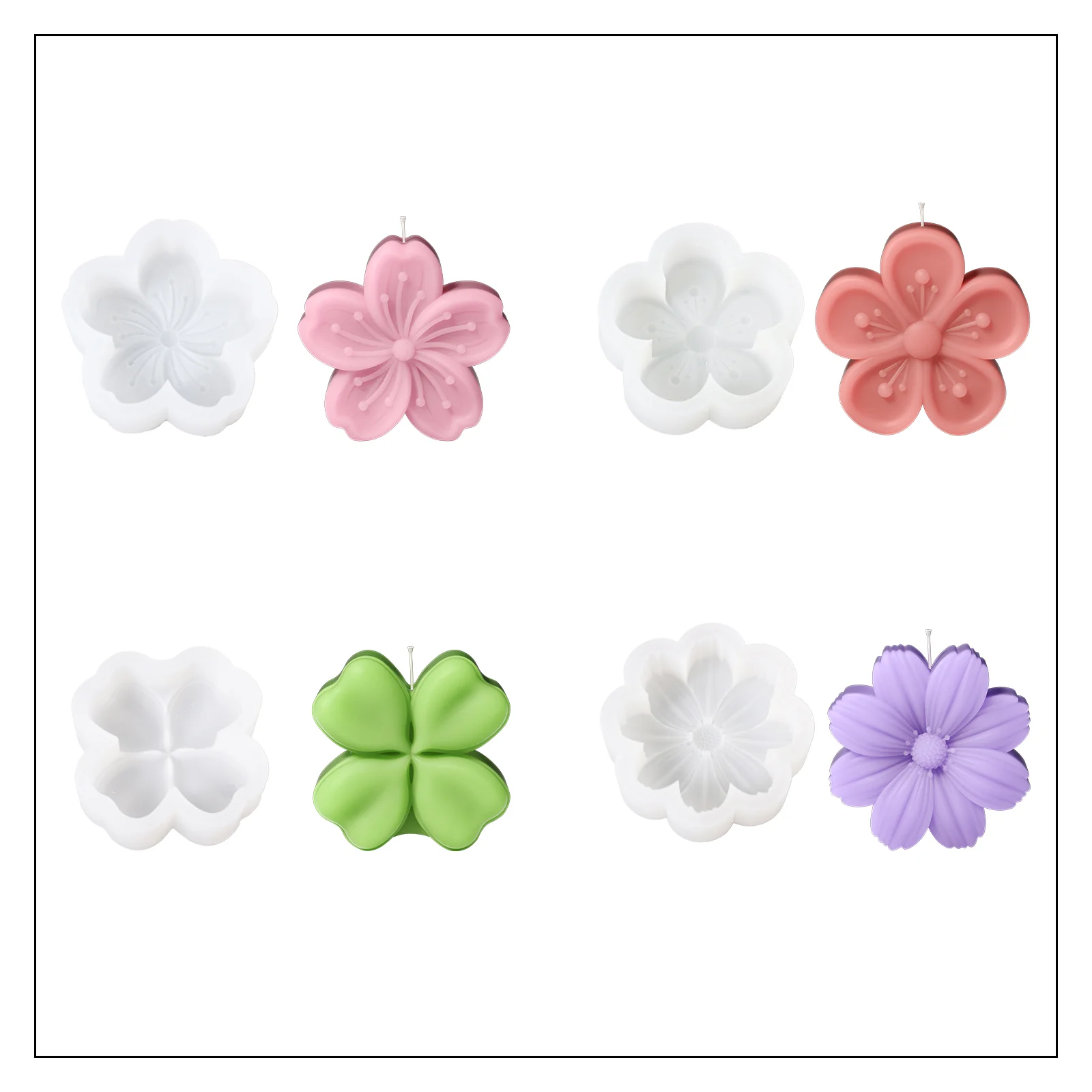 Floral Quartet Harmony Candle Silicone Mold Collection - Image 14