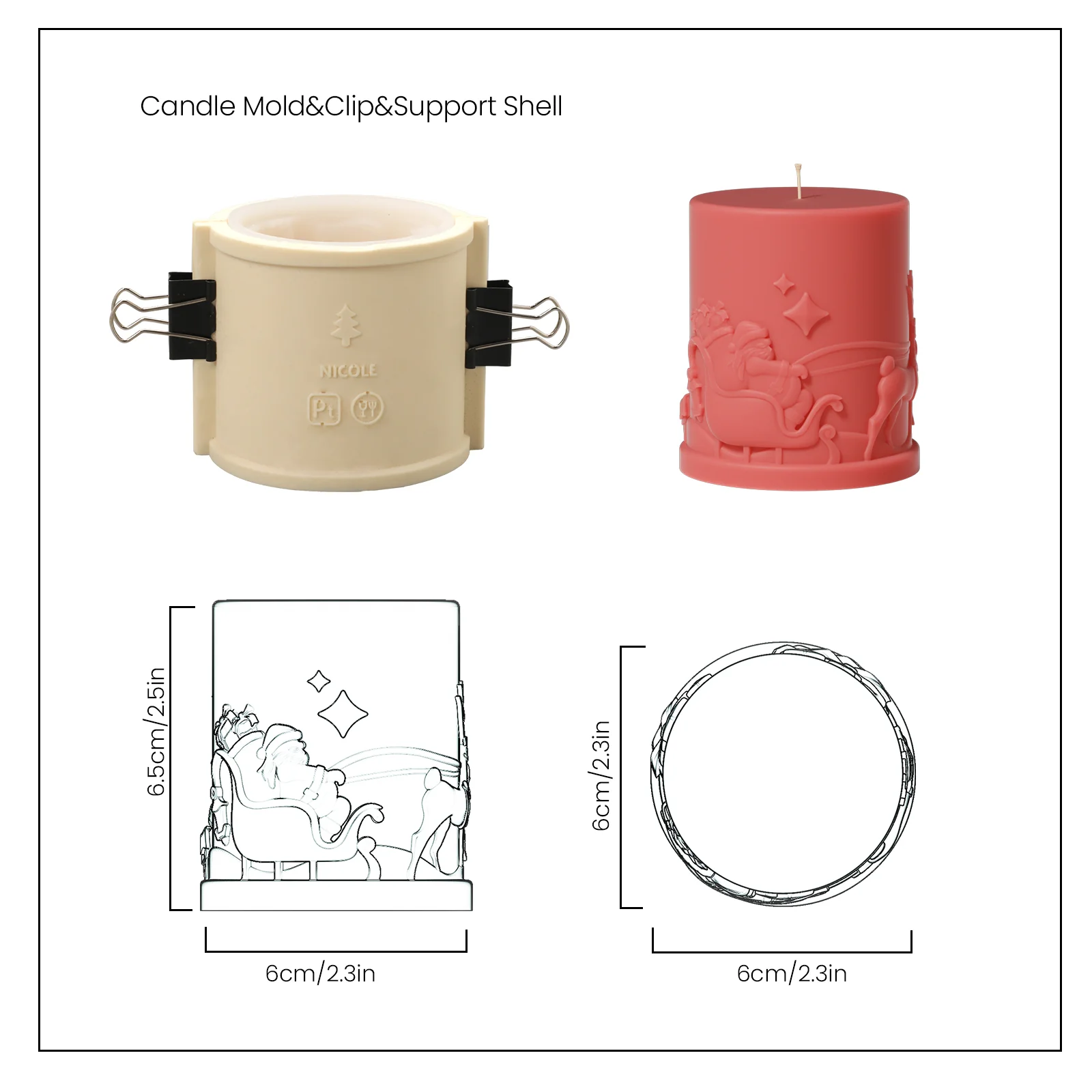 Embossed Christmas-themed Pillar Candle Mold - Image 10