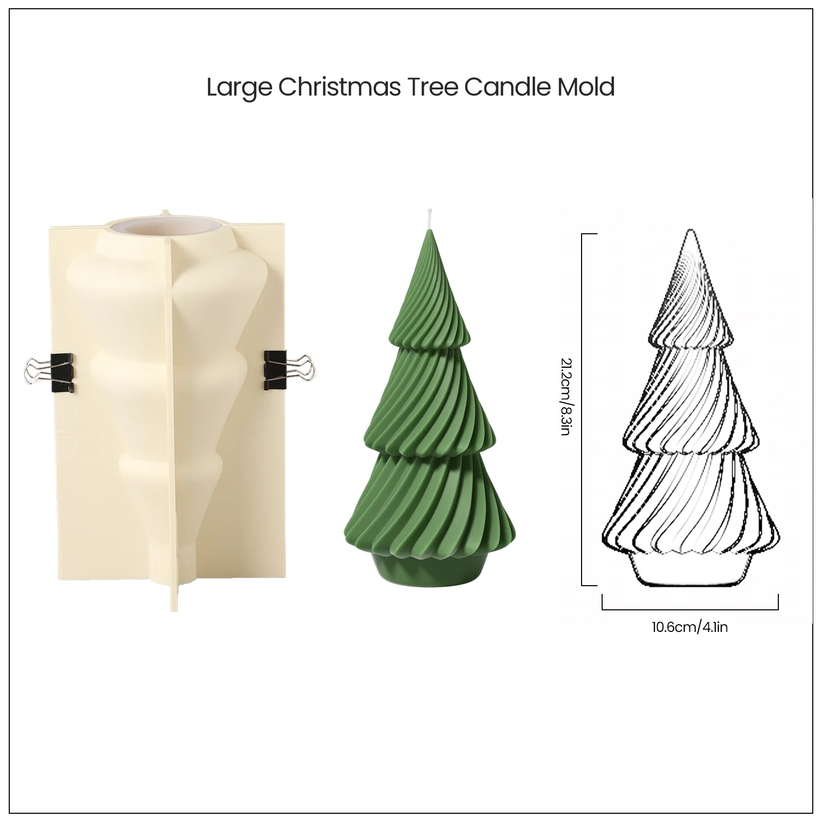 8.5'' Evergreen Christmas Tree Candle Silicone Mold - Image 9