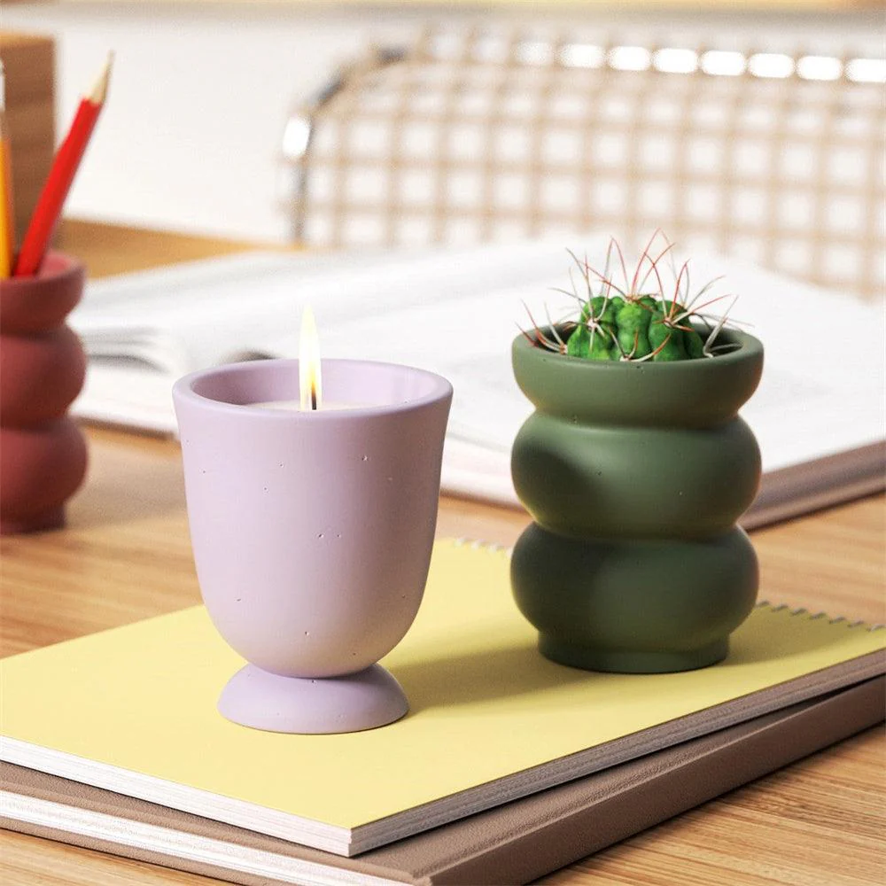 Candle Vessels Silicone Mold Concrete Candle Jar Plant Pot Mould - Image 3