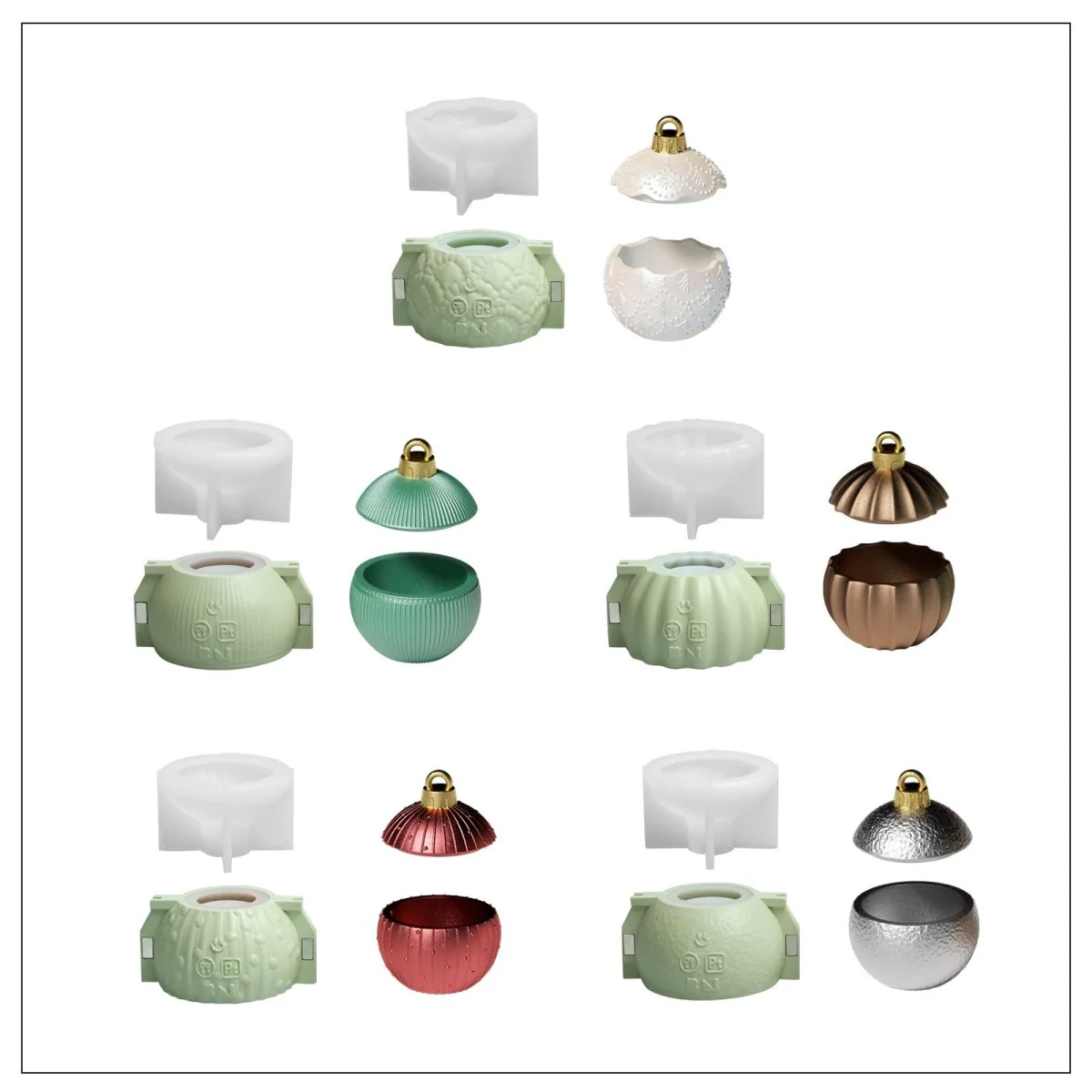 Christmas Twinkle Bauble Candle Jar & Refill Silicone Mold Collection - Image 10