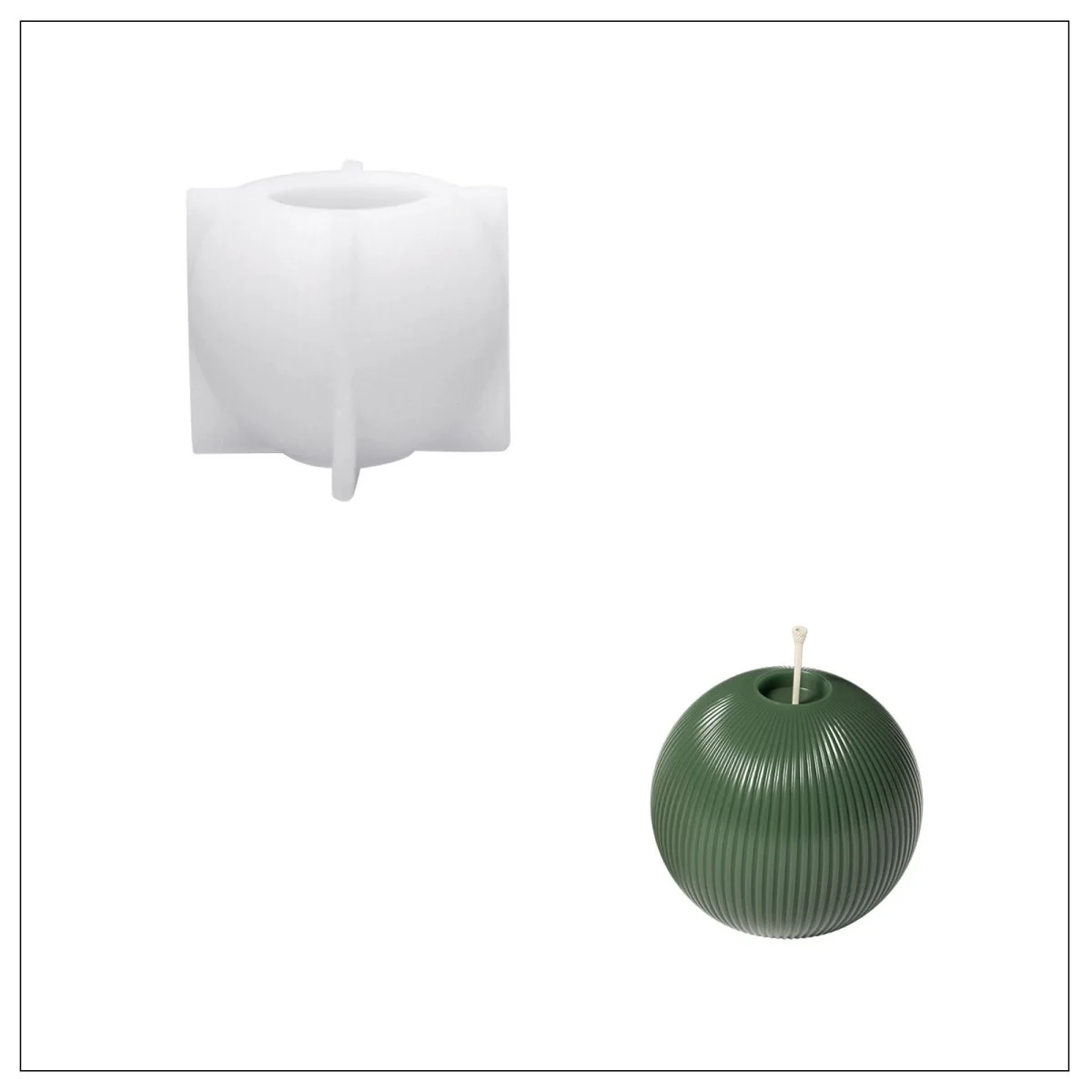 Elegant Stripes Christmas Bauble Candle Silicone Mold - Image 11