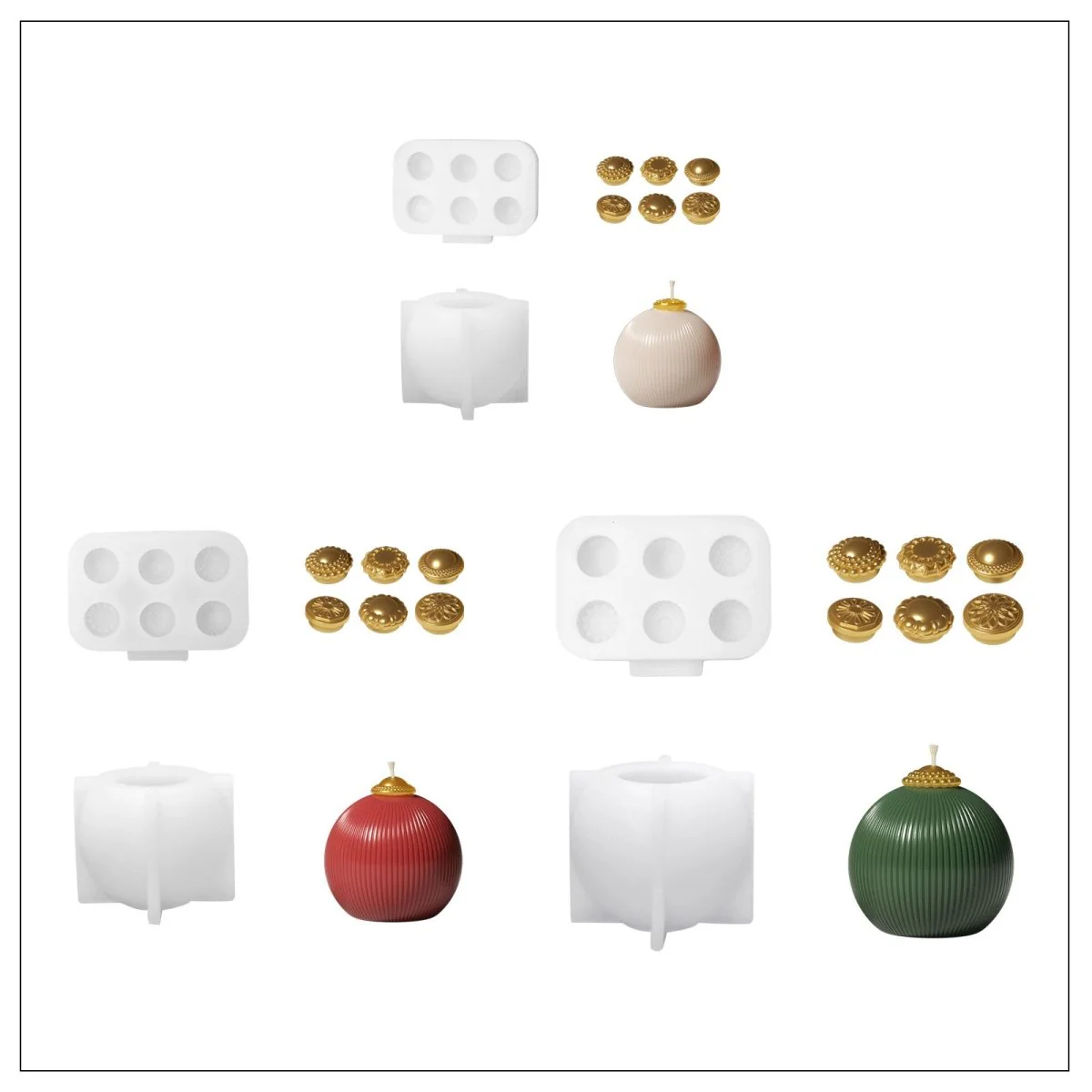 Elegant Stripes Christmas Bauble Candle Silicone Mold - Image 16