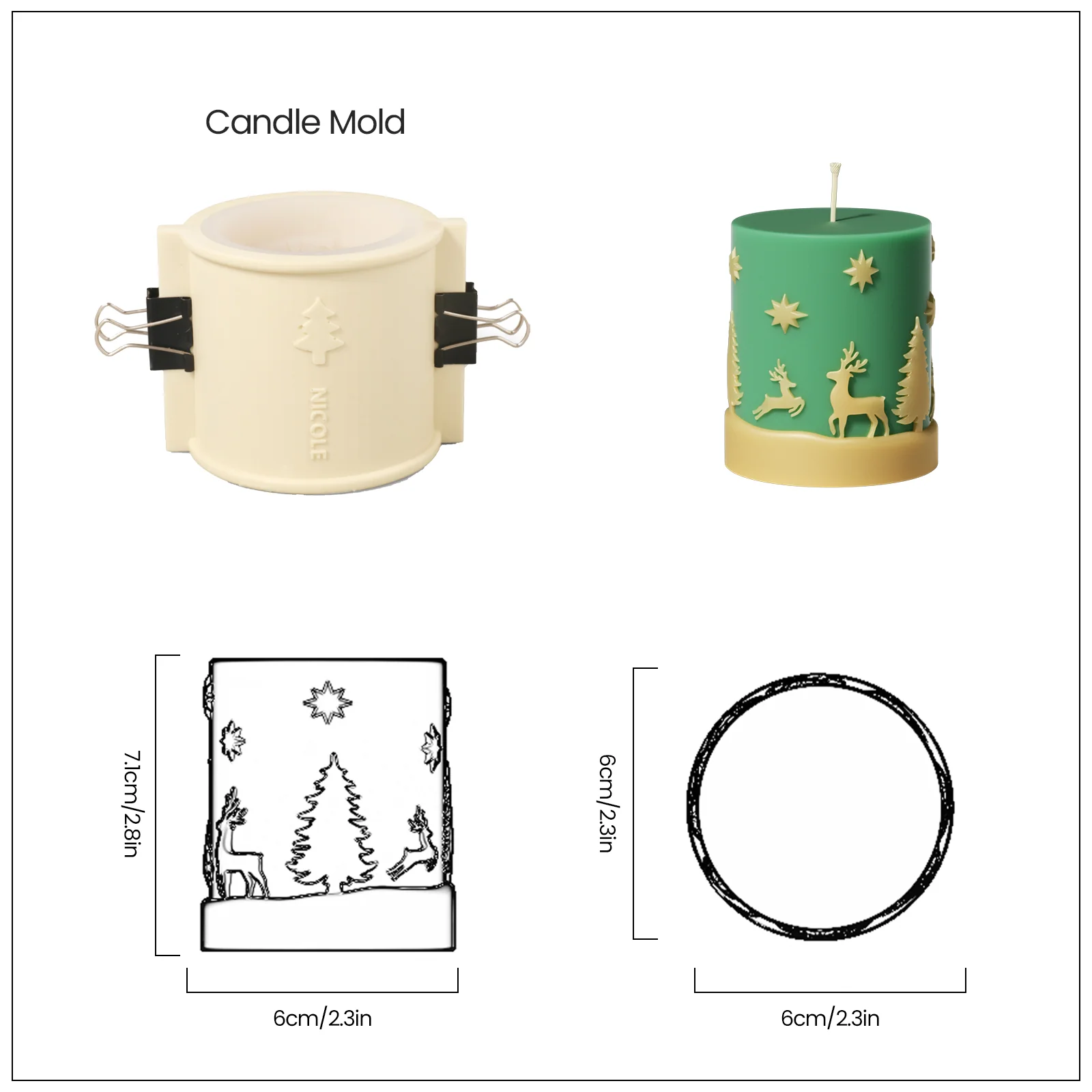 Christmas Pattern Candle Collection Silicone Mold - Image 11
