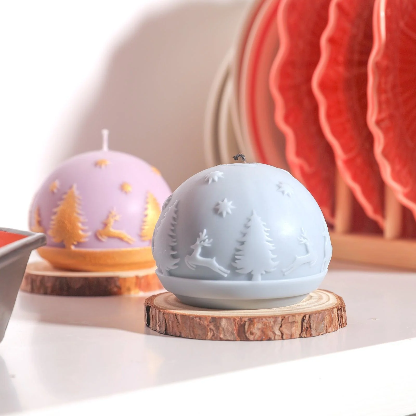 Christmas Pattern Sphere Candle Silicone Mold - Image 5