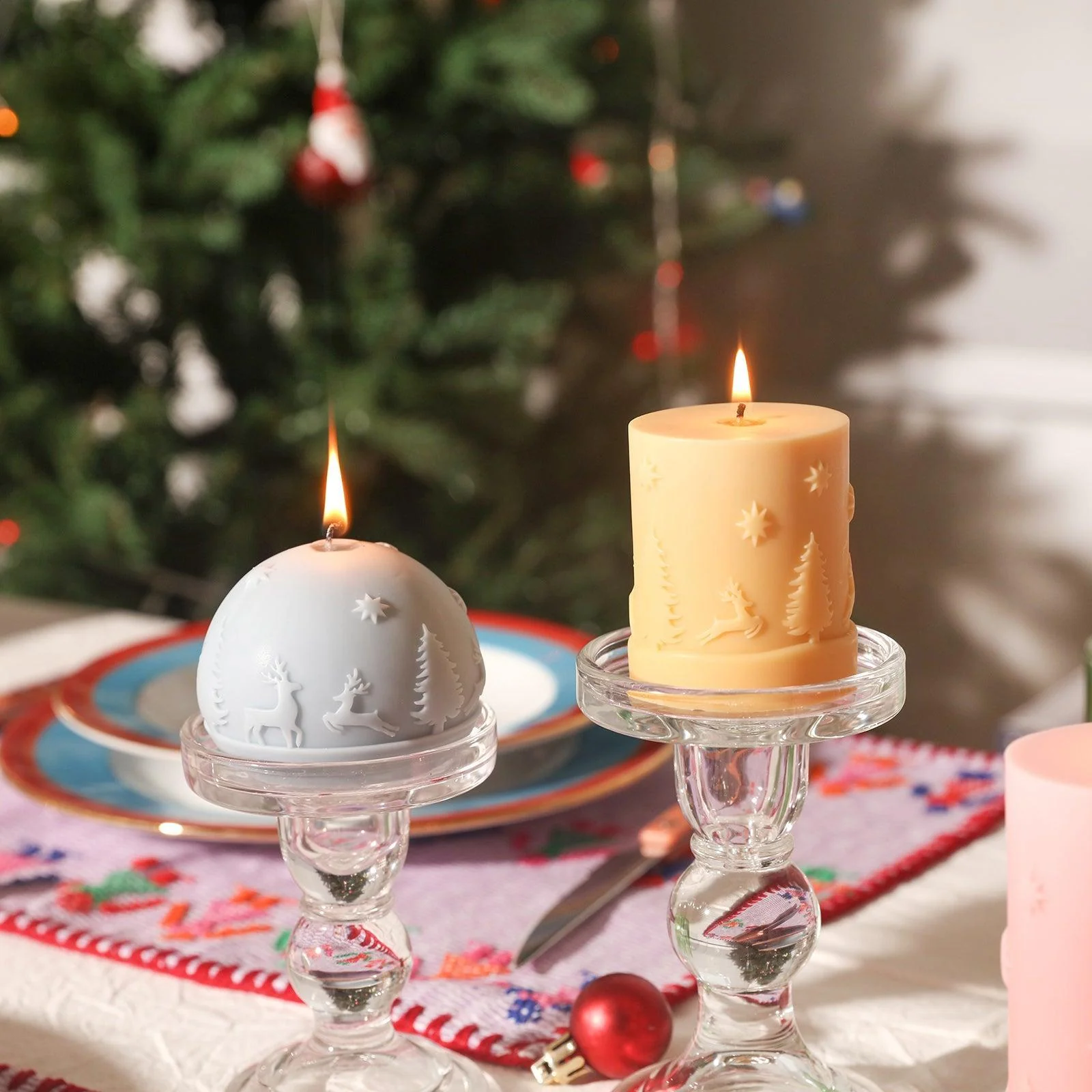 Christmas Pattern Sphere Candle Silicone Mold - Image 6