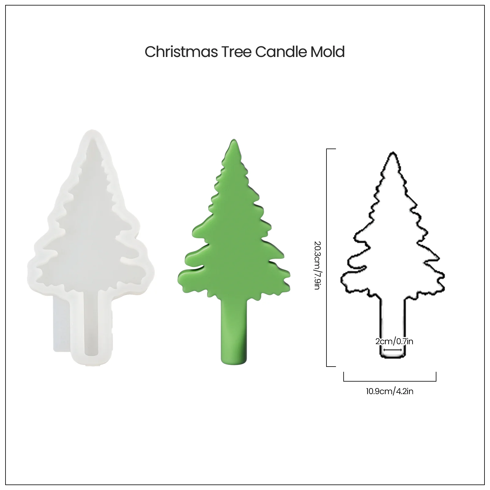 Christmas Evergreen Tree Silhouette Taper Candle Silicone Mold - Image 10