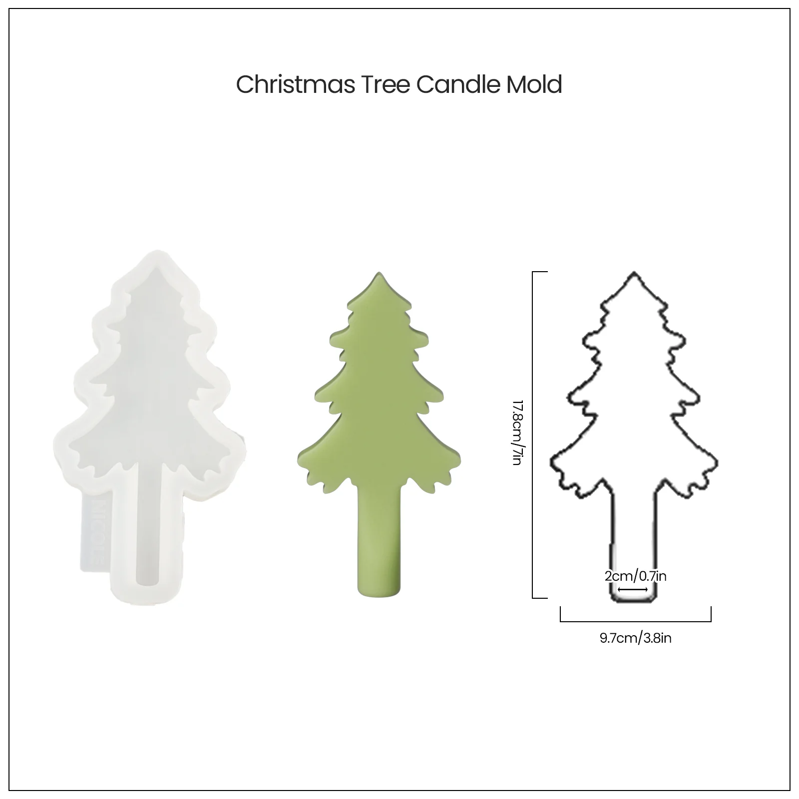 Christmas Evergreen Tree Silhouette Taper Candle Silicone Mold - Image 11
