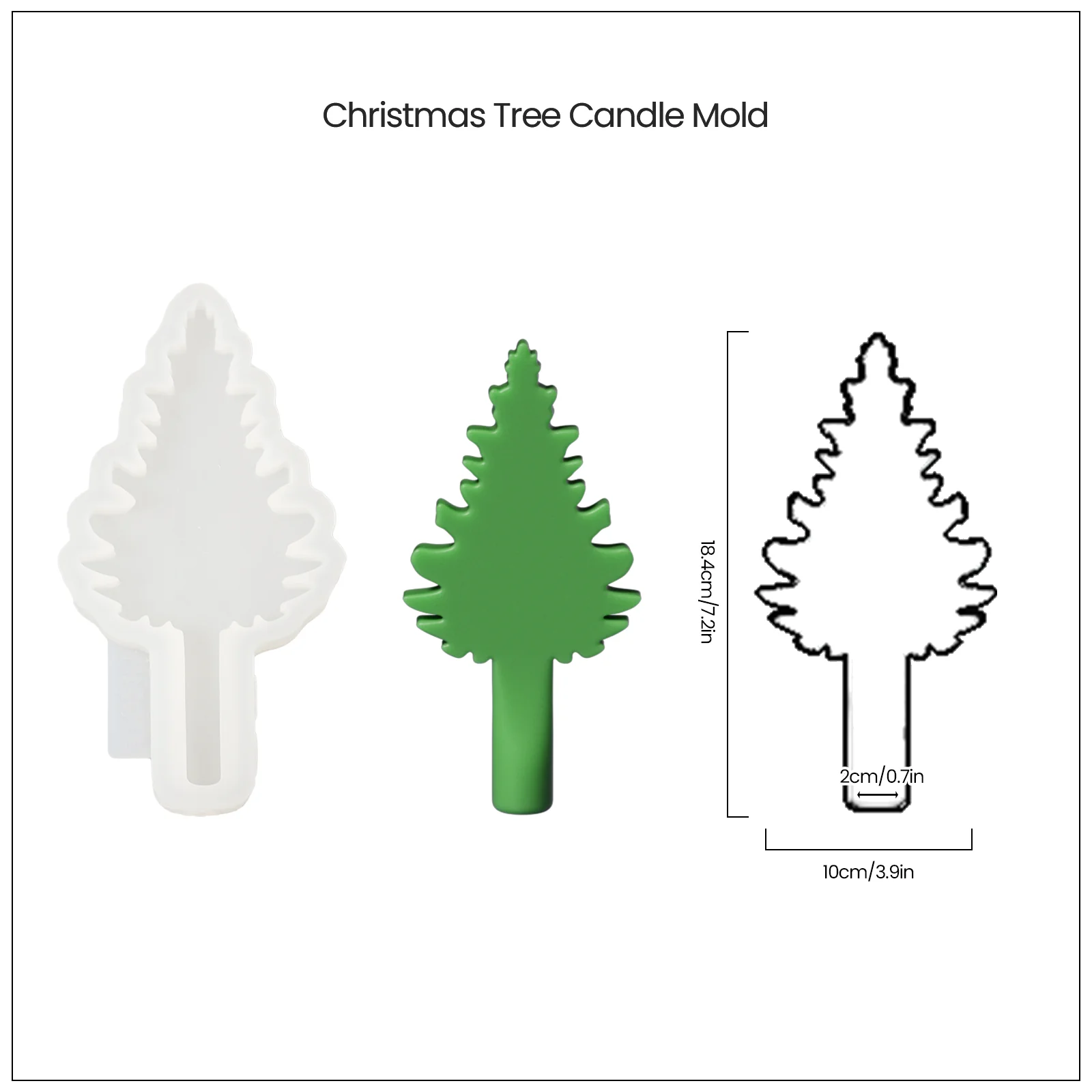 Christmas Evergreen Tree Silhouette Taper Candle Silicone Mold - Image 12
