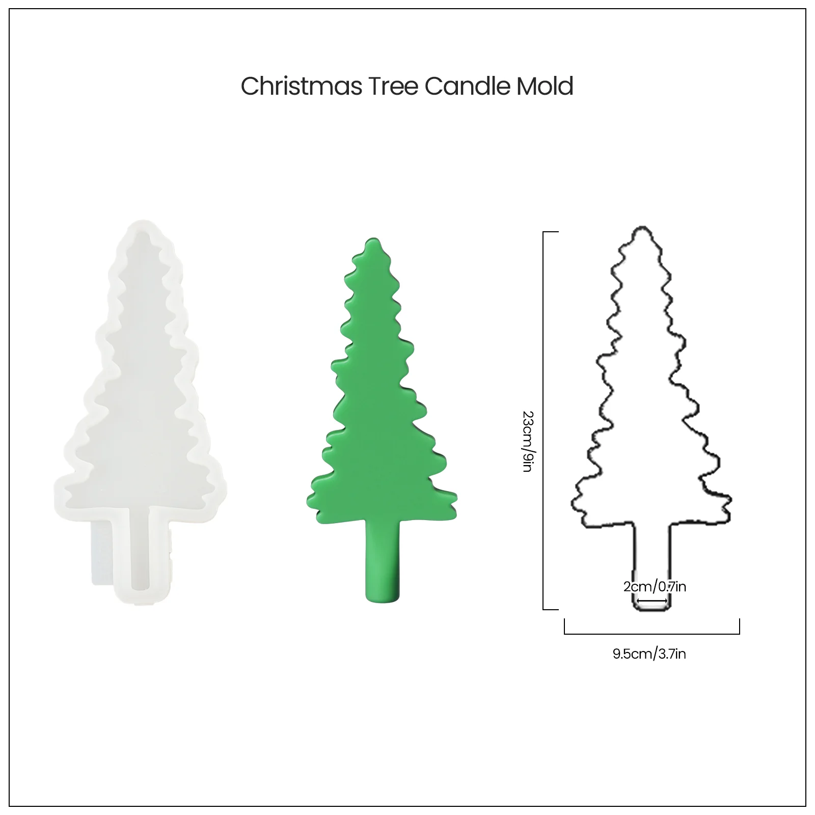 Christmas Evergreen Tree Silhouette Taper Candle Silicone Mold - Image 13