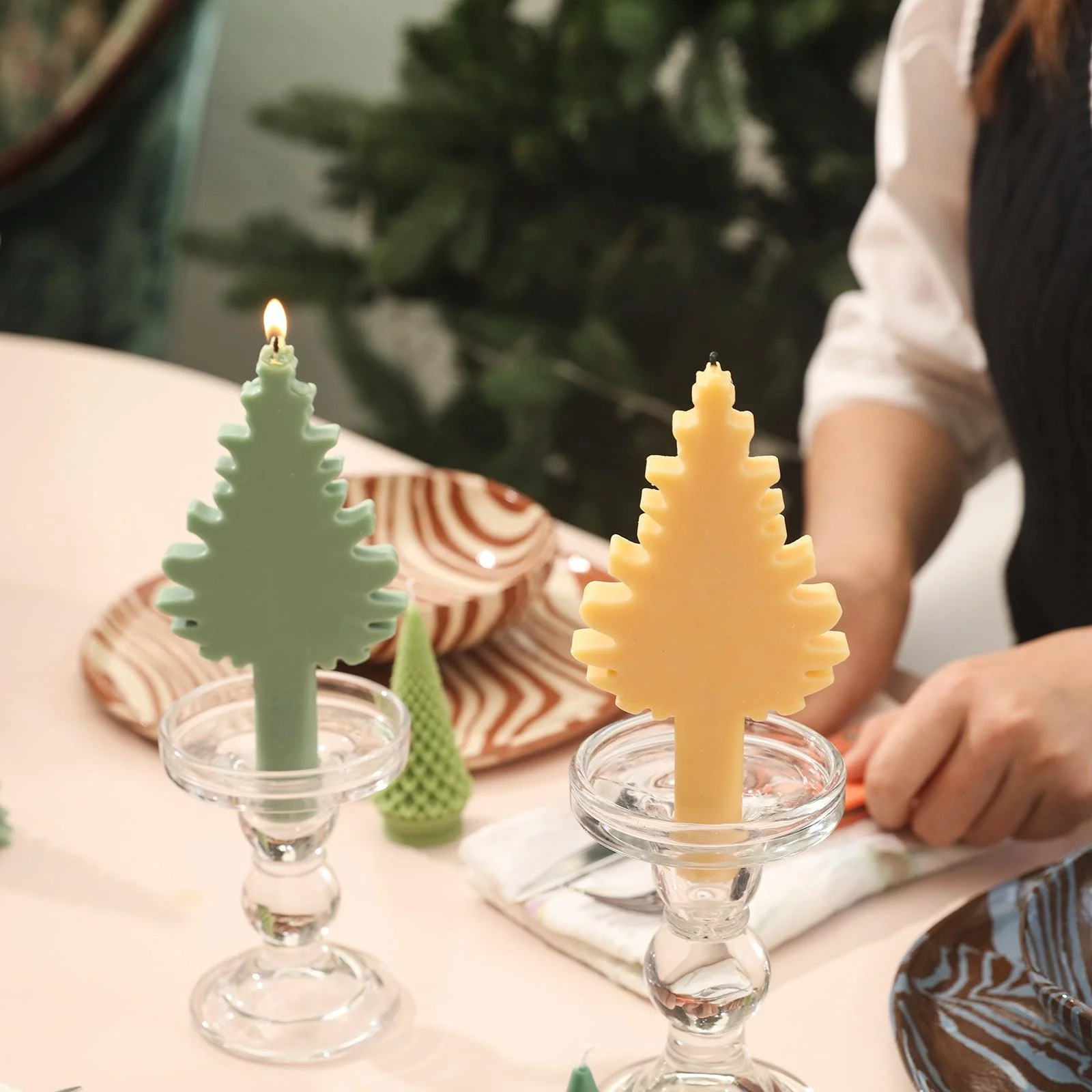 Christmas Evergreen Tree Silhouette Taper Candle Silicone Mold - Image 4
