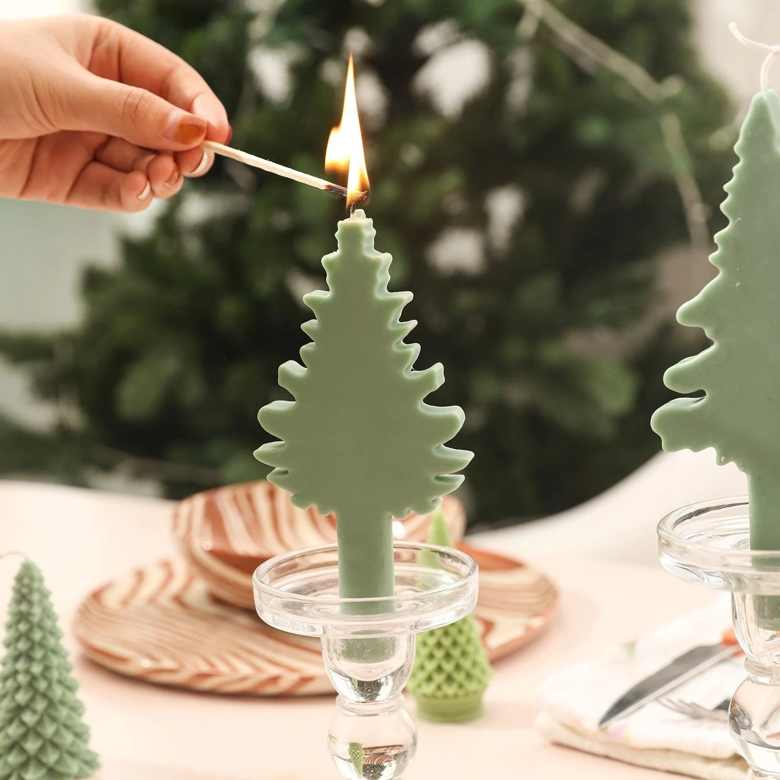 Christmas Evergreen Tree Silhouette Taper Candle Silicone Mold - Image 5