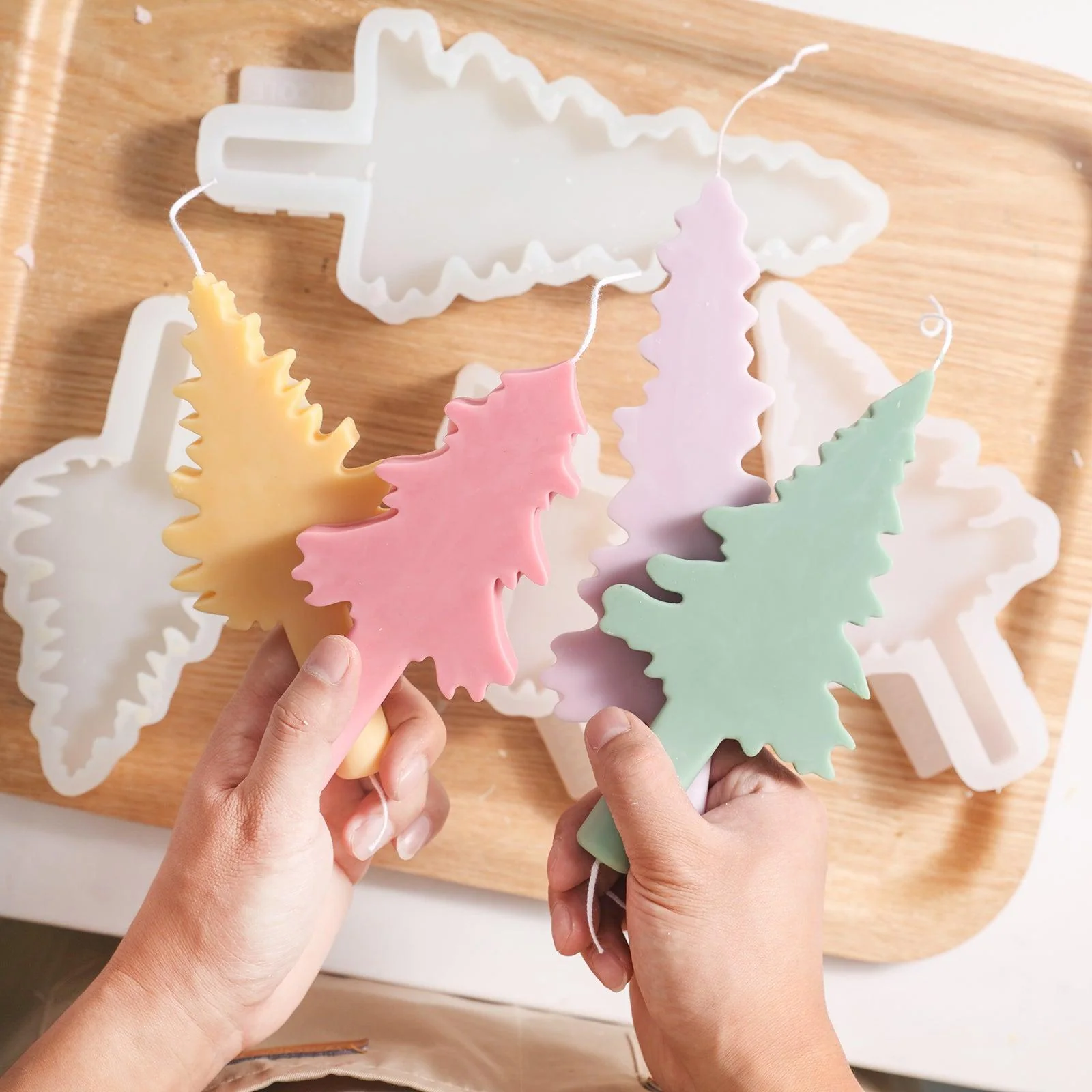 Christmas Evergreen Tree Silhouette Taper Candle Silicone Mold - Image 2