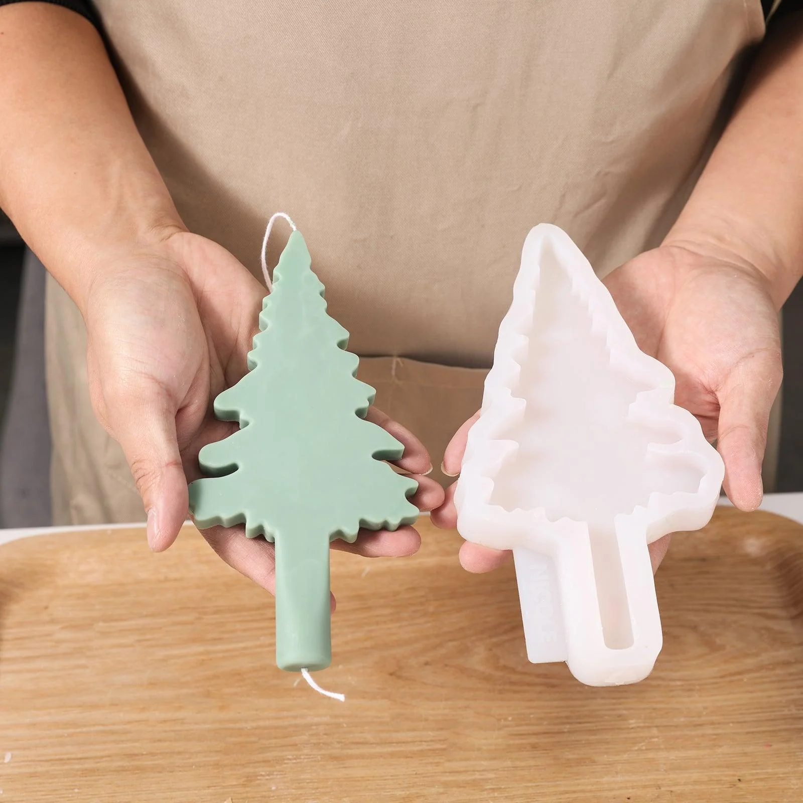 Christmas Evergreen Tree Silhouette Taper Candle Silicone Mold - Image 3