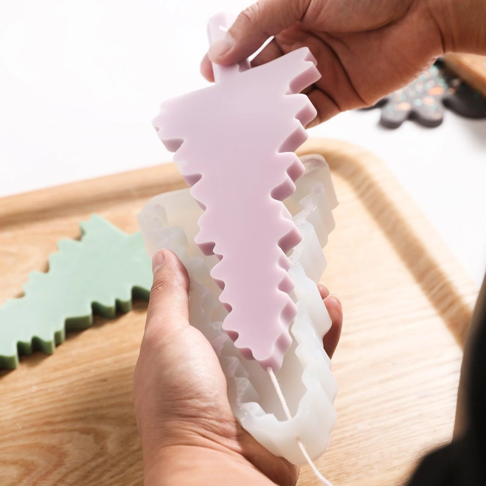 Christmas Evergreen Tree Silhouette Taper Candle Silicone Mold - Image 3