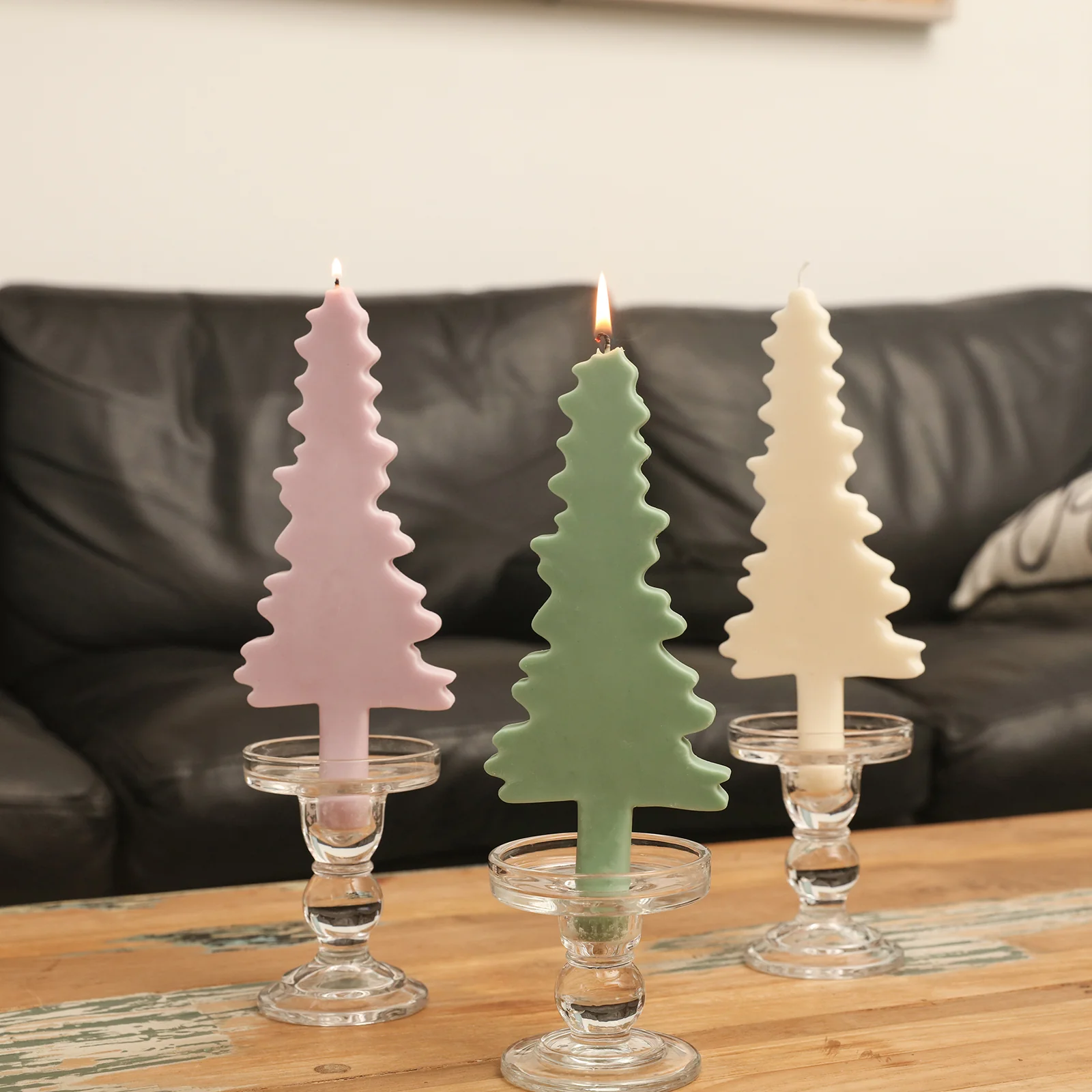 Christmas Evergreen Tree Silhouette Taper Candle Silicone Mold - Image 6