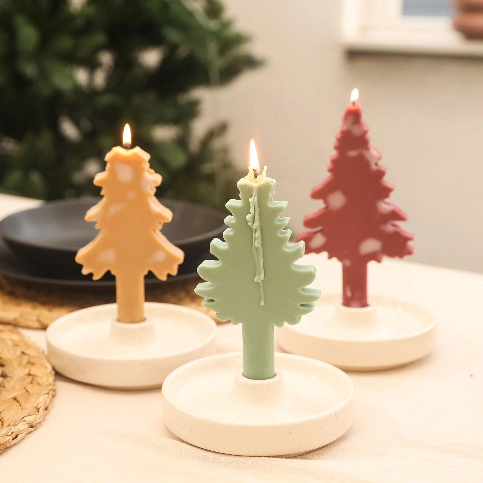 Christmas Evergreen Tree Silhouette Taper Candle Silicone Mold - Image 6