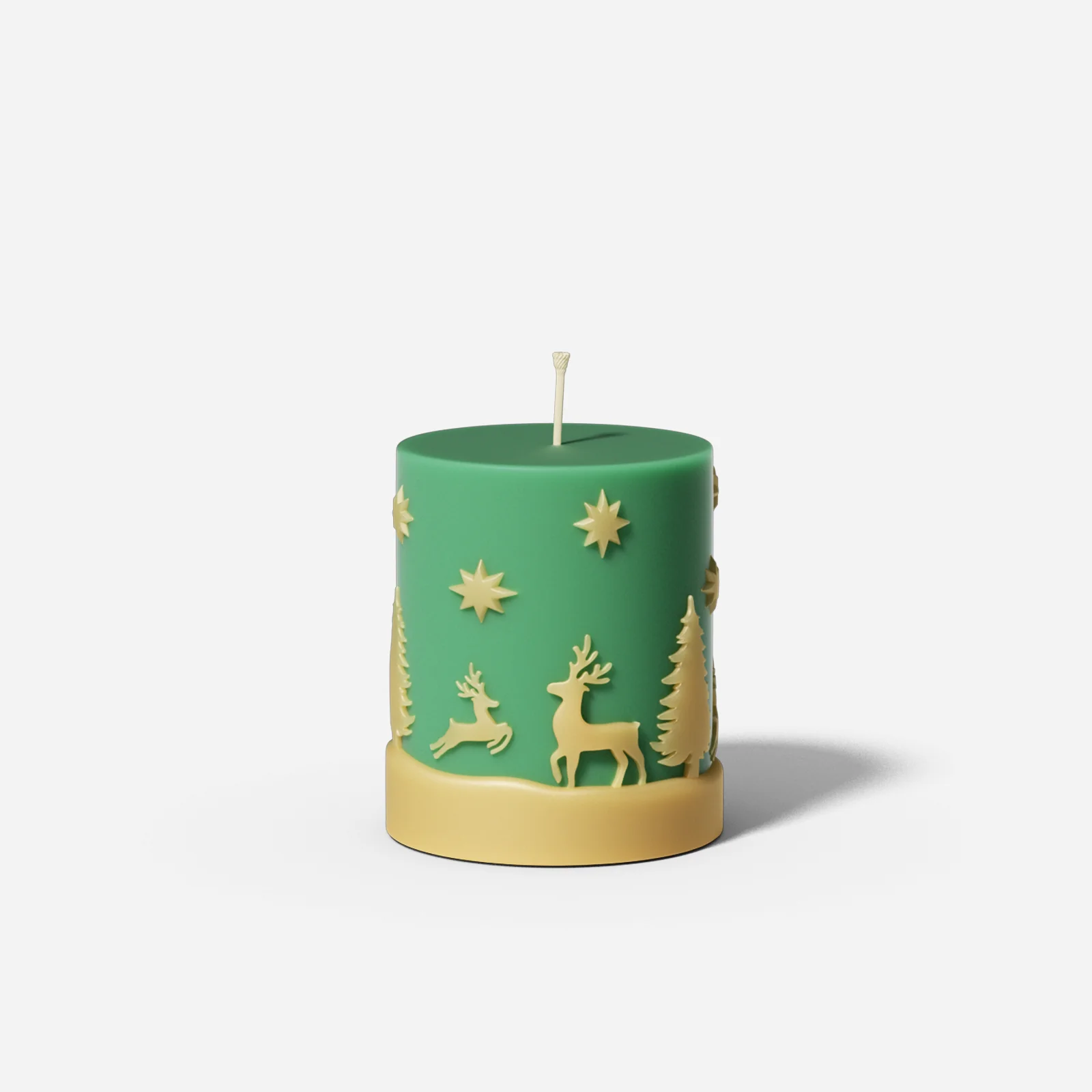 Short Christmas Pattern Pillar Candle Silicone Mold
