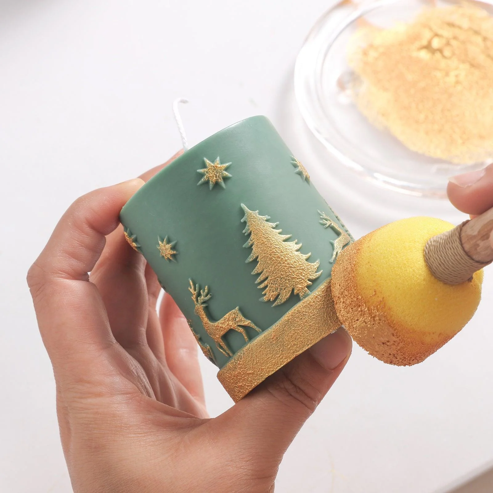 Short Christmas Pattern Pillar Candle Silicone Mold - Image 2