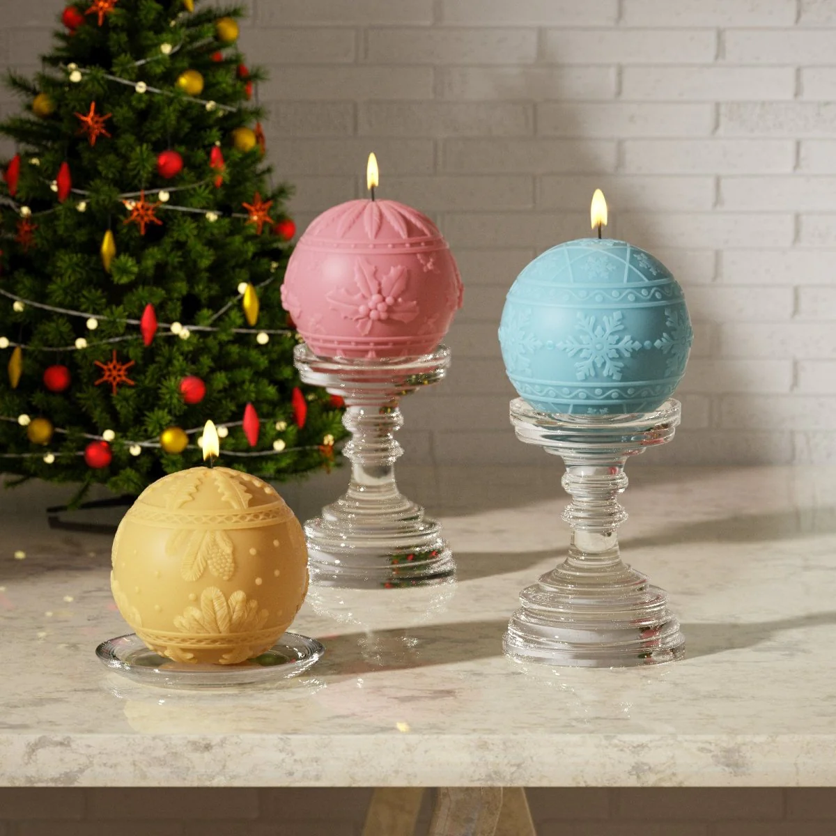 Christmas Charm Bauble Light Candle Silicone Mold Collection - Image 4