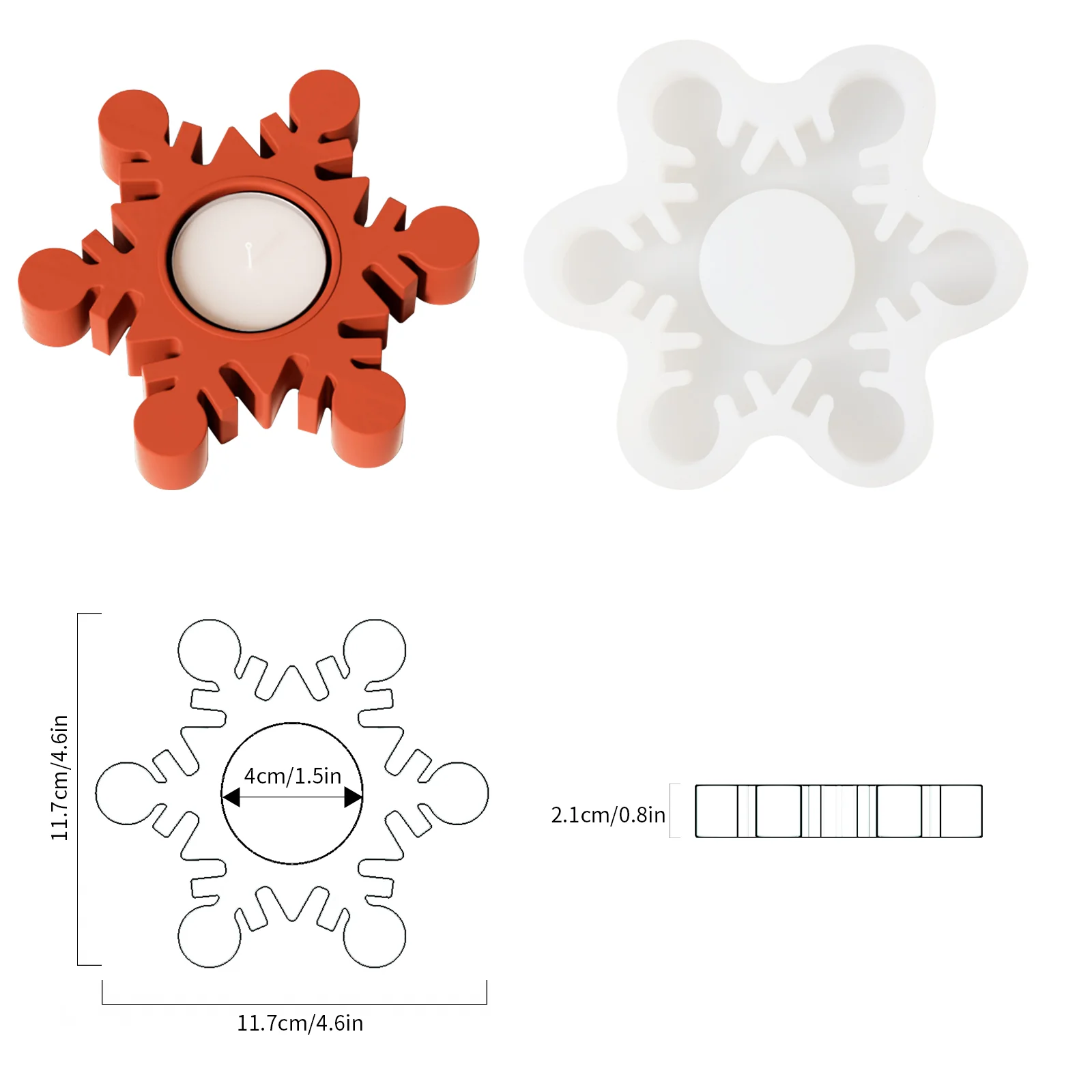 Christmas Snowflake Tealight Candle Holder Silicone Mold - Image 7