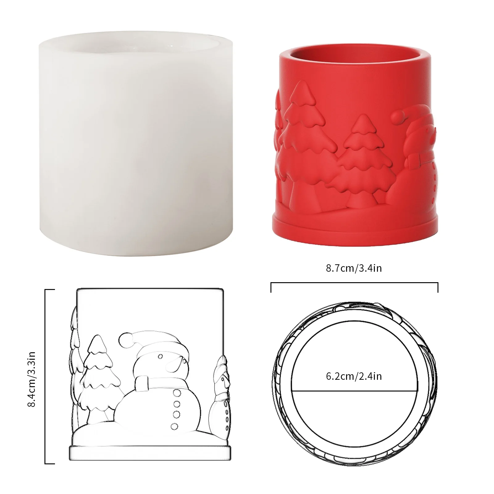Christmas Themed Candle Jar with Lid Silicone Mould - Image 10