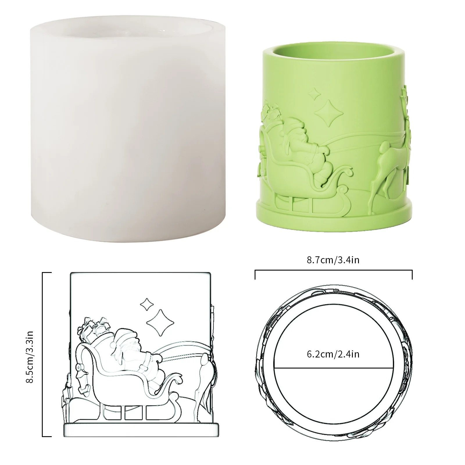6.5oz Christmas Themed Candle Jar with Lid Silicone Mould - Image 10