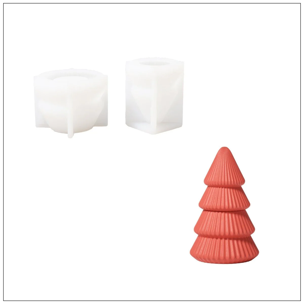 3.5oz Winter Wonderland Pleated Christmas Tree Candle Jar Silicone Mold - Image 11