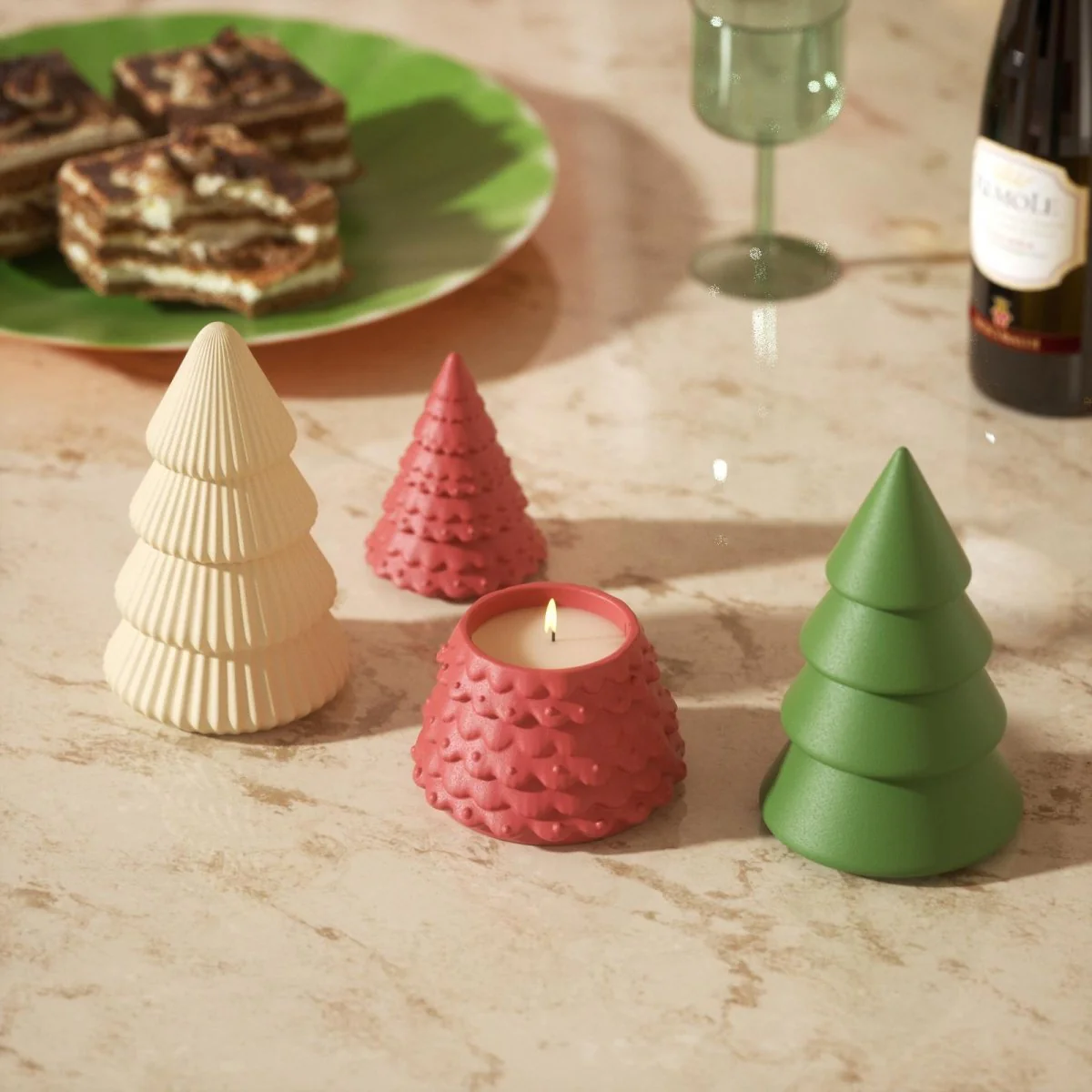 3.5oz Winter Wonderland Pleated Christmas Tree Candle Jar Silicone Mold - Image 7