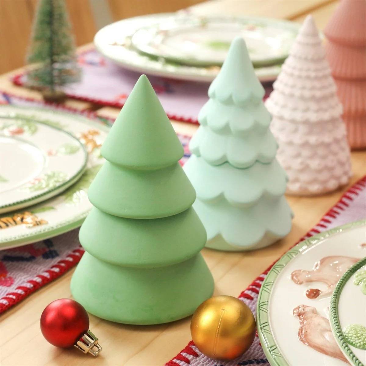 3.3oz Winter Wonderland Sleek Layered Christmas Tree Candle Jar Silicone Mold - Image 6