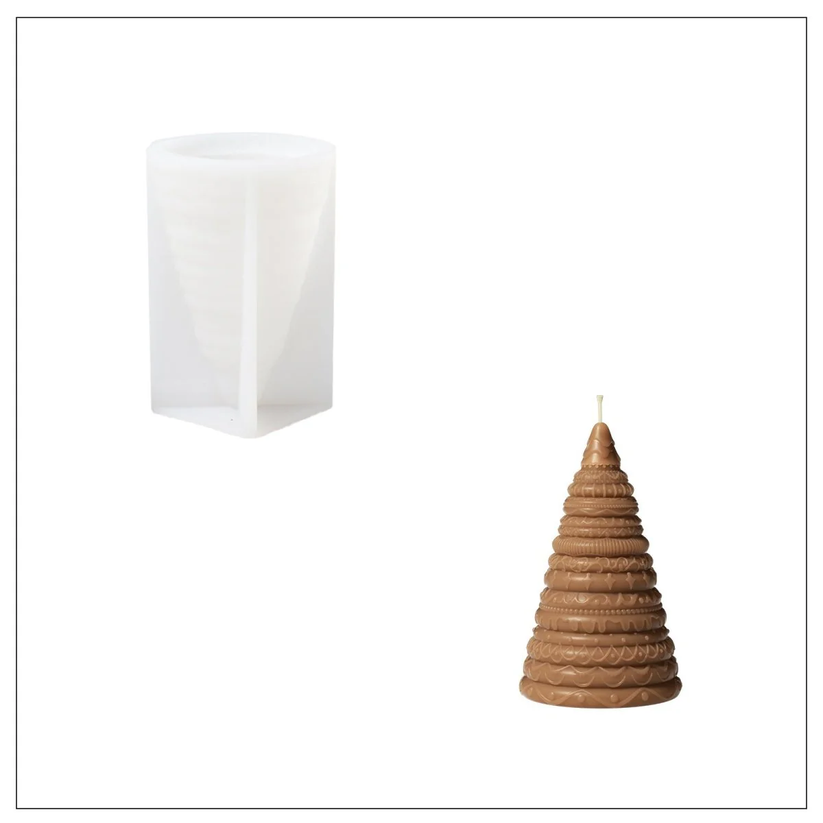 Frosted Confection Christmas Tree Candle Silicone Mold with Pedestal Silicone Mold - Image 11