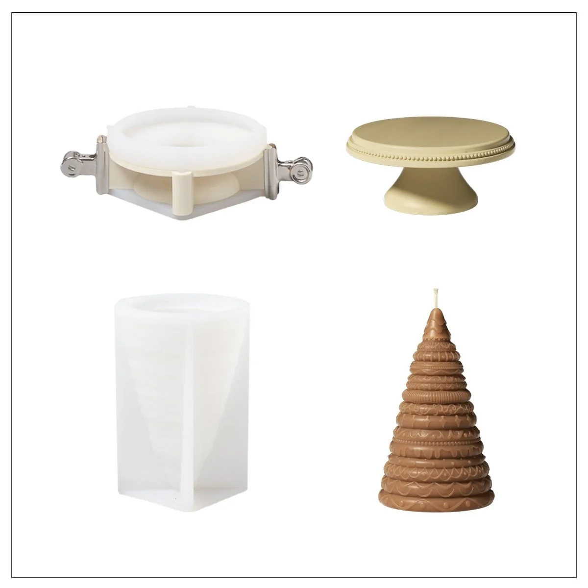 Frosted Confection Christmas Tree Candle Silicone Mold with Pedestal Silicone Mold - Image 13
