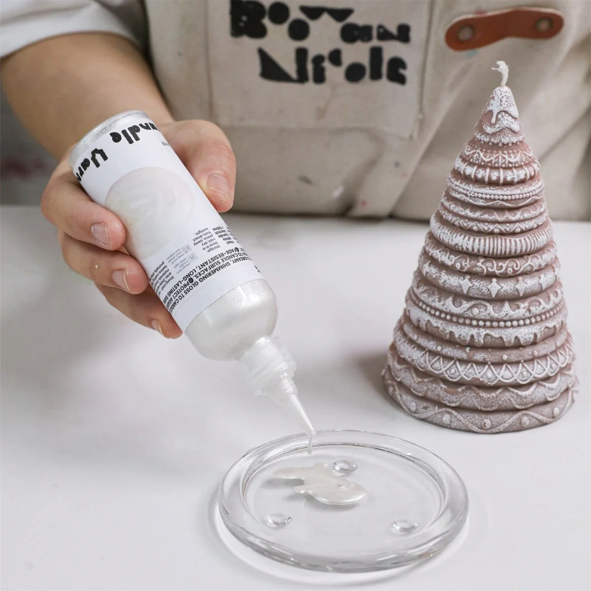 Frosted Confection Christmas Tree Candle Silicone Mold with Pedestal Silicone Mold - Image 4