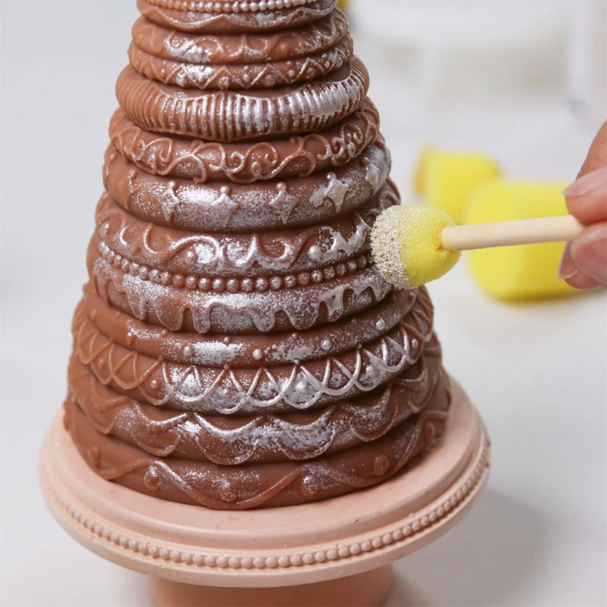 Frosted Confection Christmas Tree Candle Silicone Mold with Pedestal Silicone Mold - Image 5