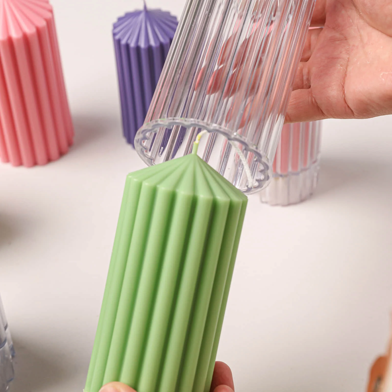 Classic Fluted Acrylic Pillar Candle Mold - Image 5