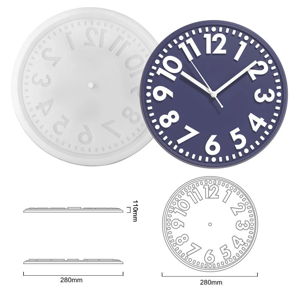 Concrete Numeral Wall Clock Silicone Mold - Image 5