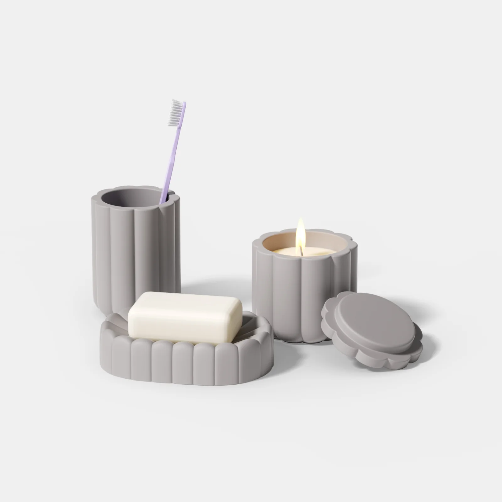 Concrete Bathroom Accessories Set Silicone Mold