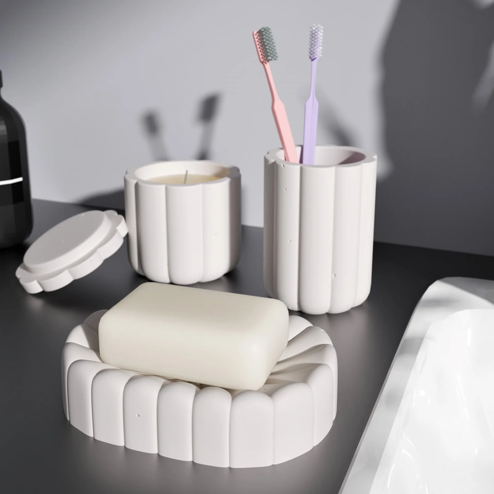 Concrete Bathroom Accessories Set Silicone Mold - Image 6