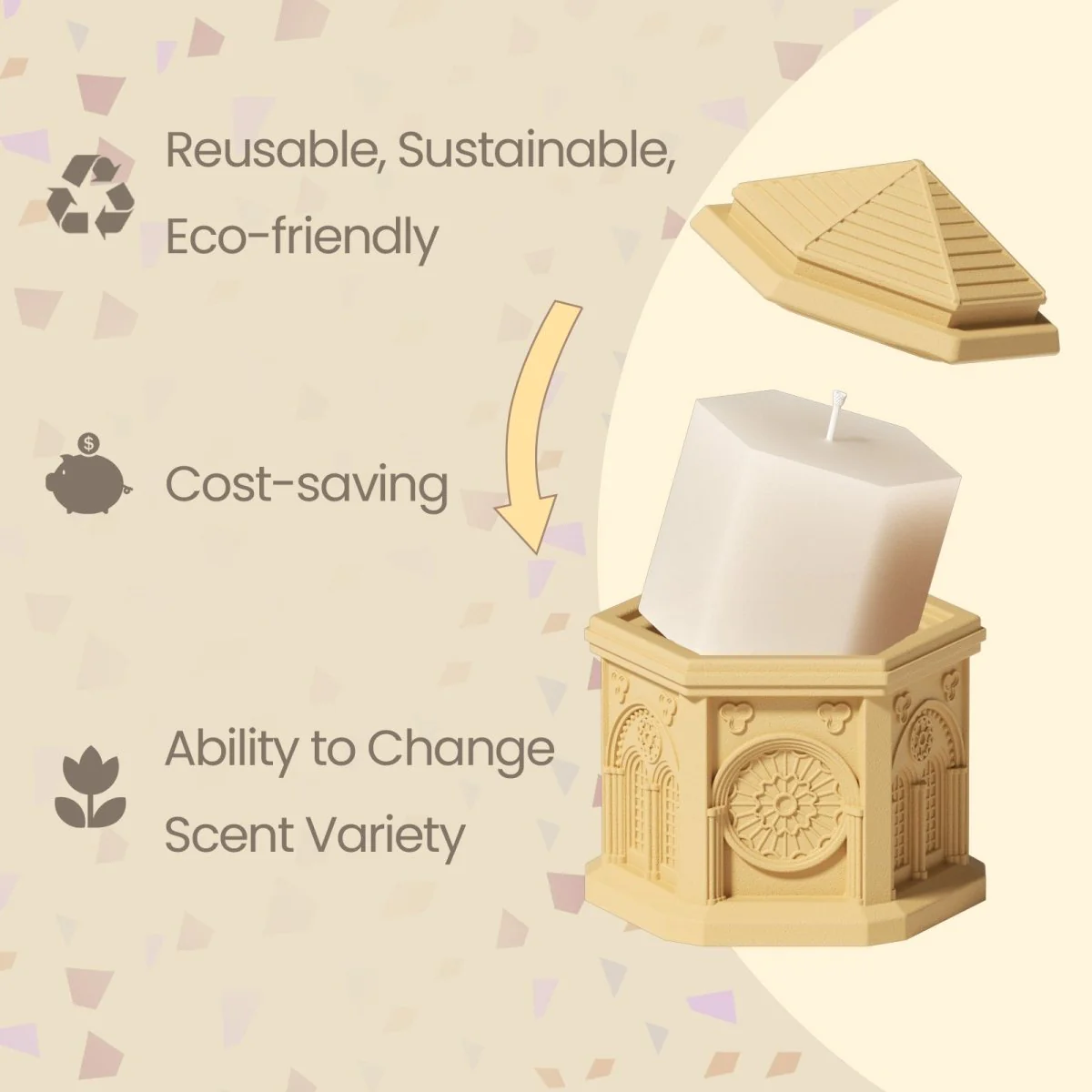 Elegant Gothic Architecture Candle Jar Silicone Mold with 7.5oz Candle Refill Mold - Image 10