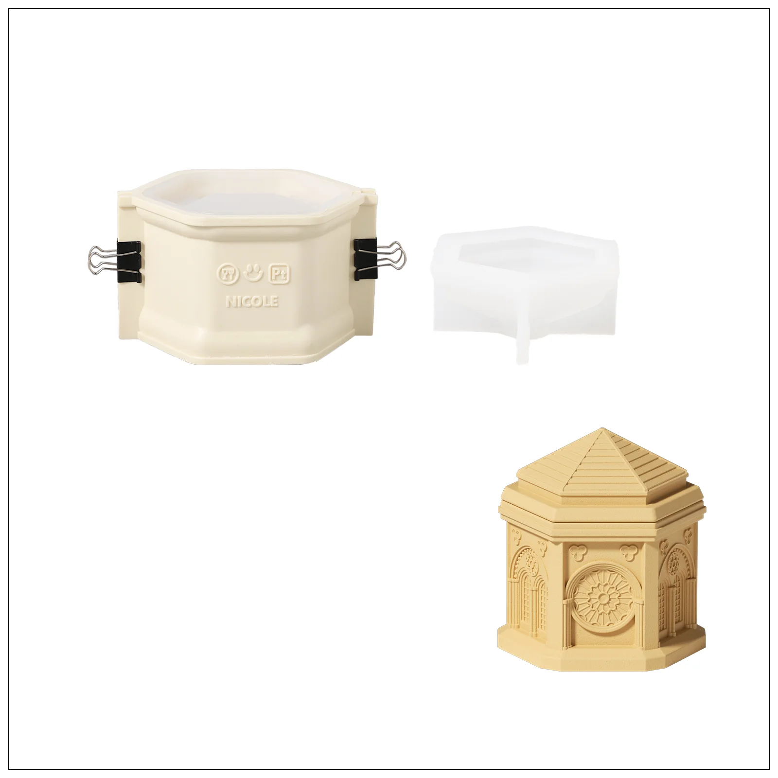 Elegant Gothic Architecture Candle Jar Silicone Mold with 7.5oz Candle Refill Mold - Image 12