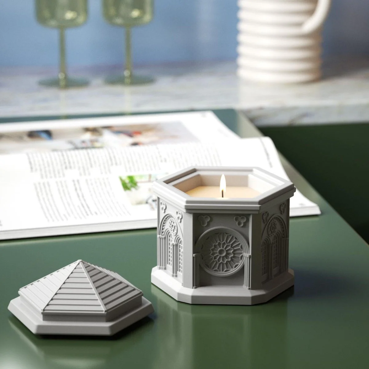 Elegant Gothic Architecture Candle Jar Silicone Mold with 7.5oz Candle Refill Mold - Image 6