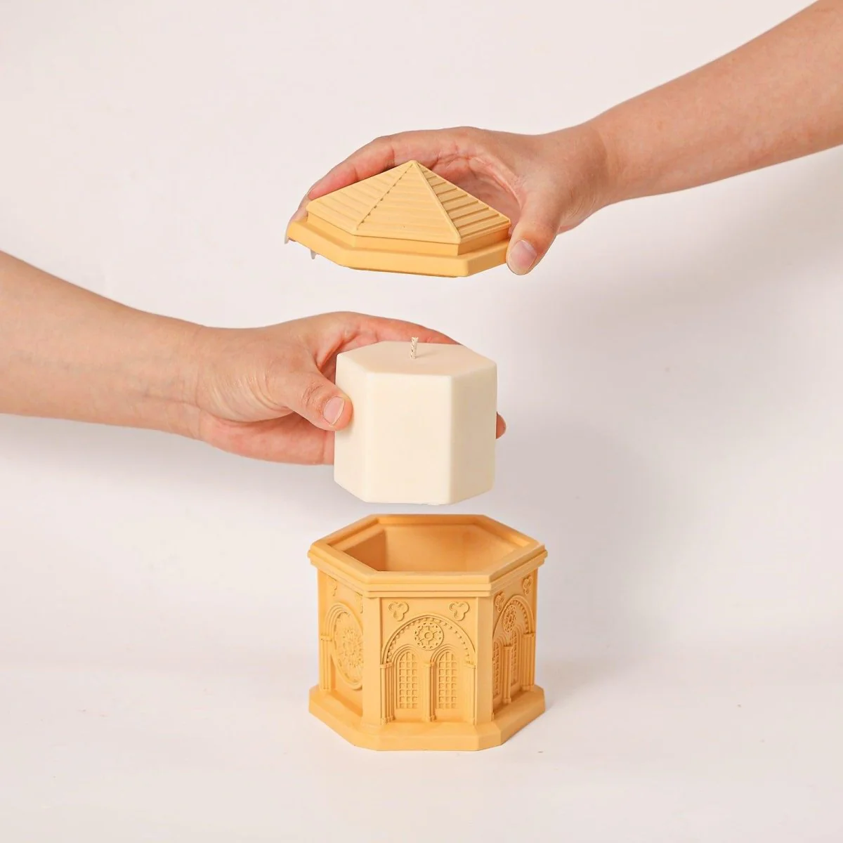 Elegant Gothic Architecture Candle Jar Silicone Mold with 7.5oz Candle Refill Mold - Image 7