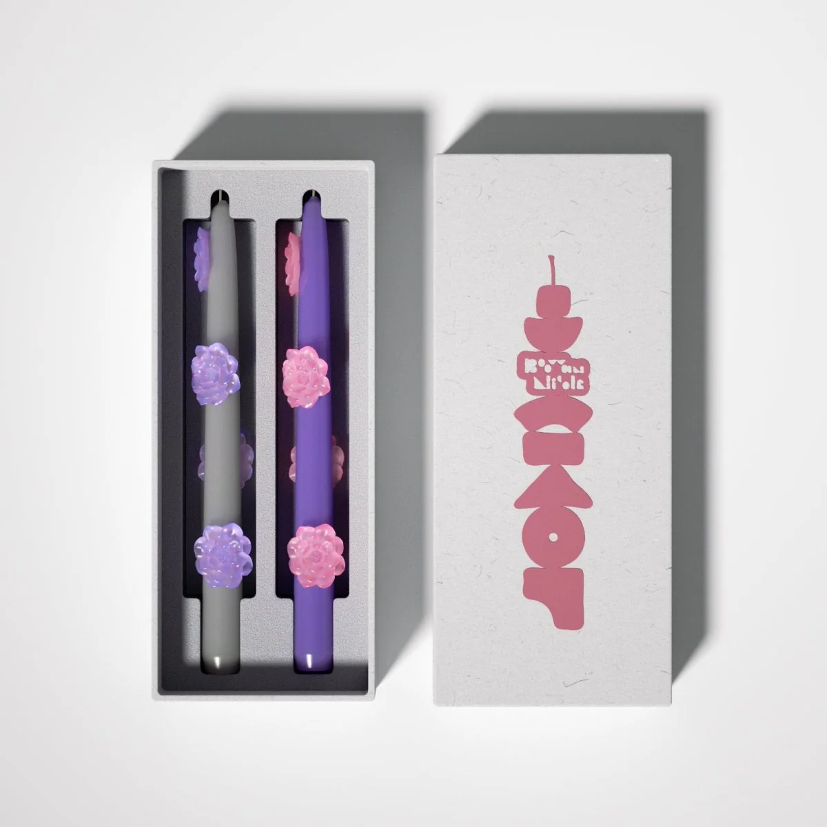 BLOSSOM Taper candle Camellia Mists Fade - Set of 2 Lavender & Silver-Long Version - Image 8
