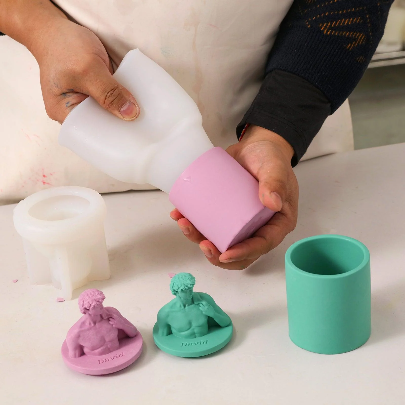 Mythology Sculptures DAVID Concrete Candle Jar Silicone Mold - Image 2